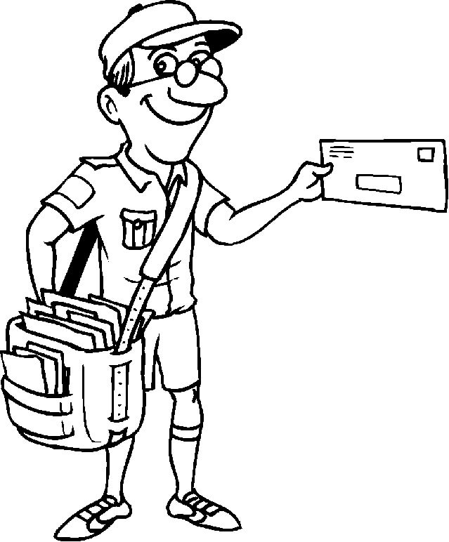 Dibujo de Cartero Sonriente para Colorear y Imprimir