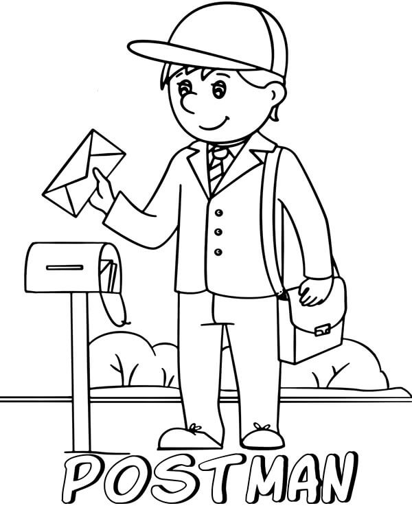 Dibujo de Niño Cartero para Colorear y Imprimir
