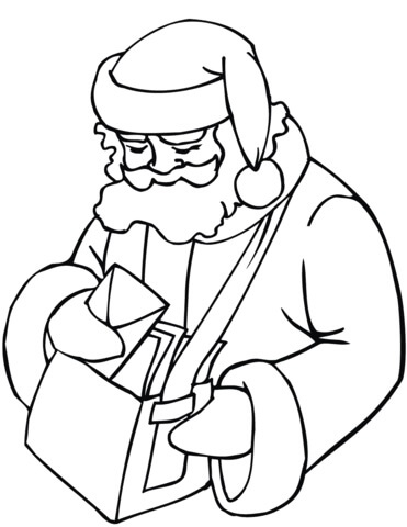 Dibujo de Padre Noel Cartero para Colorear y Imprimir