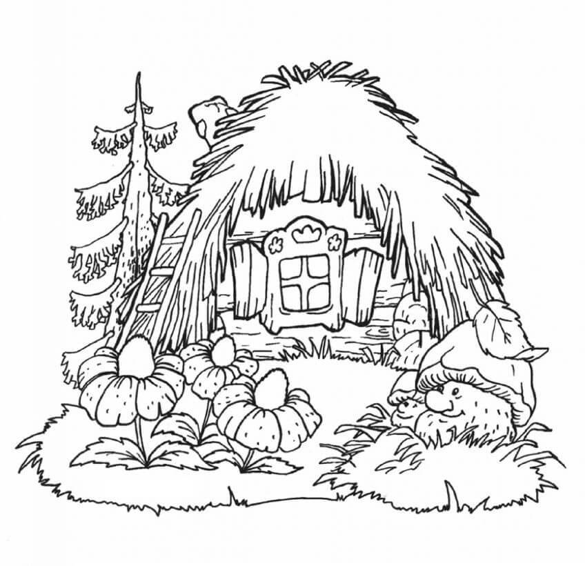 Dibujo de Acogedora Casa de Hadas para Colorear y Imprimir