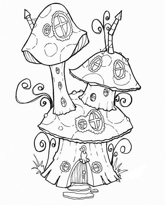 Dibujo de Bonita Casa de Hadas para Colorear y Imprimir