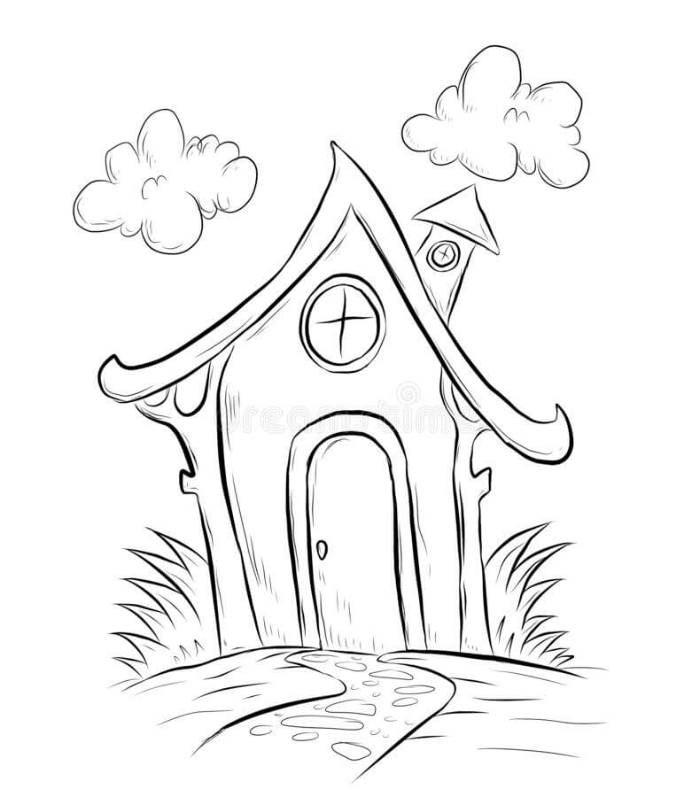 Dibujo de Casa de Hadas 1 para Colorear y Imprimir