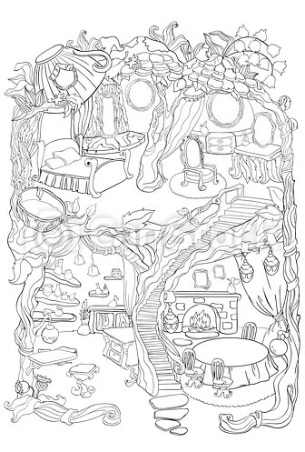 Dibujo de Casa de Hadas Básica para Colorear y Imprimir