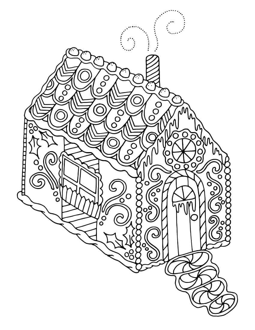 Dibujo de Casa de Hadas de Pan de Jengibre para Colorear y Imprimir