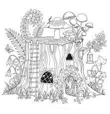 Dibujo de Casa de Hadas Del Árbol para Colorear y Imprimir