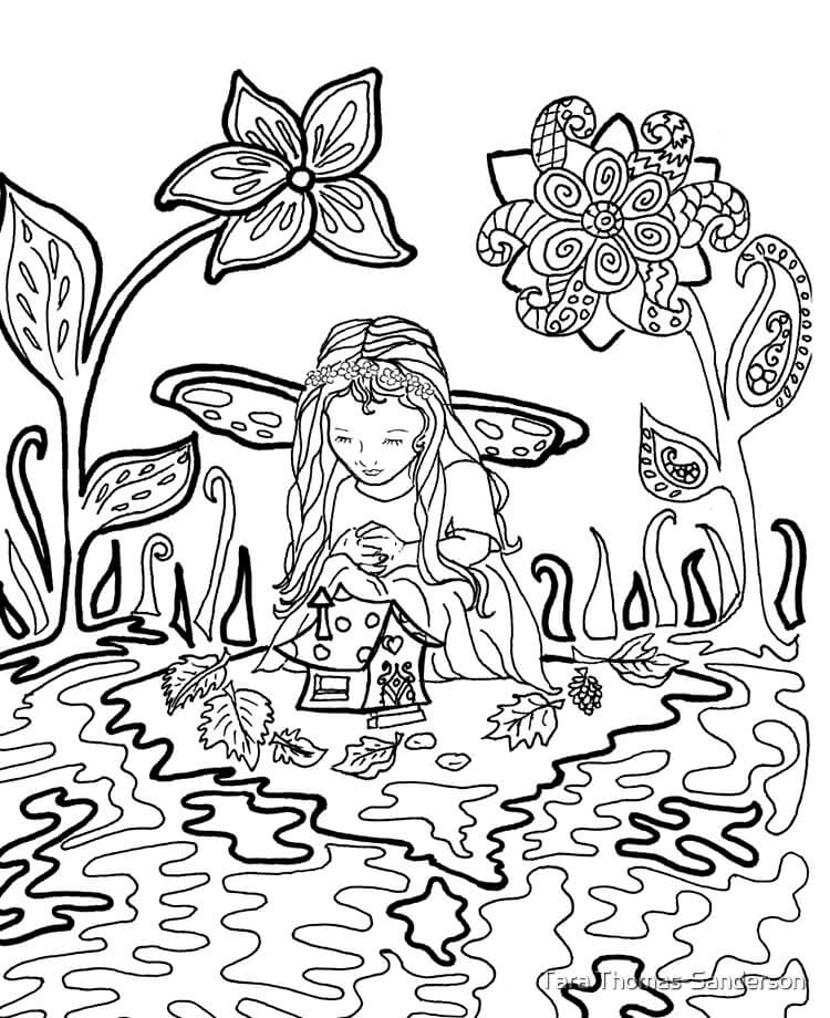 Dibujo de Casa de Hadas Pequeña para Colorear y Imprimir