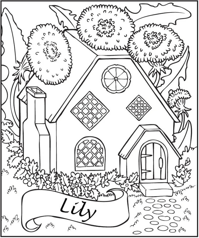 Dibujo de Casa de Hadas Personalizada para Colorear y Imprimir