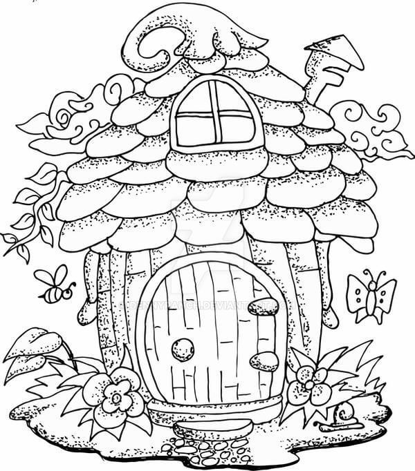 Dibujo de La Casa de Hadas Es para Adultos para Colorear y Imprimir