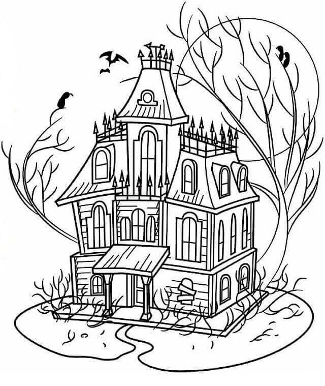 Dibujo de Casa Encantada Secreta para Colorear y Imprimir