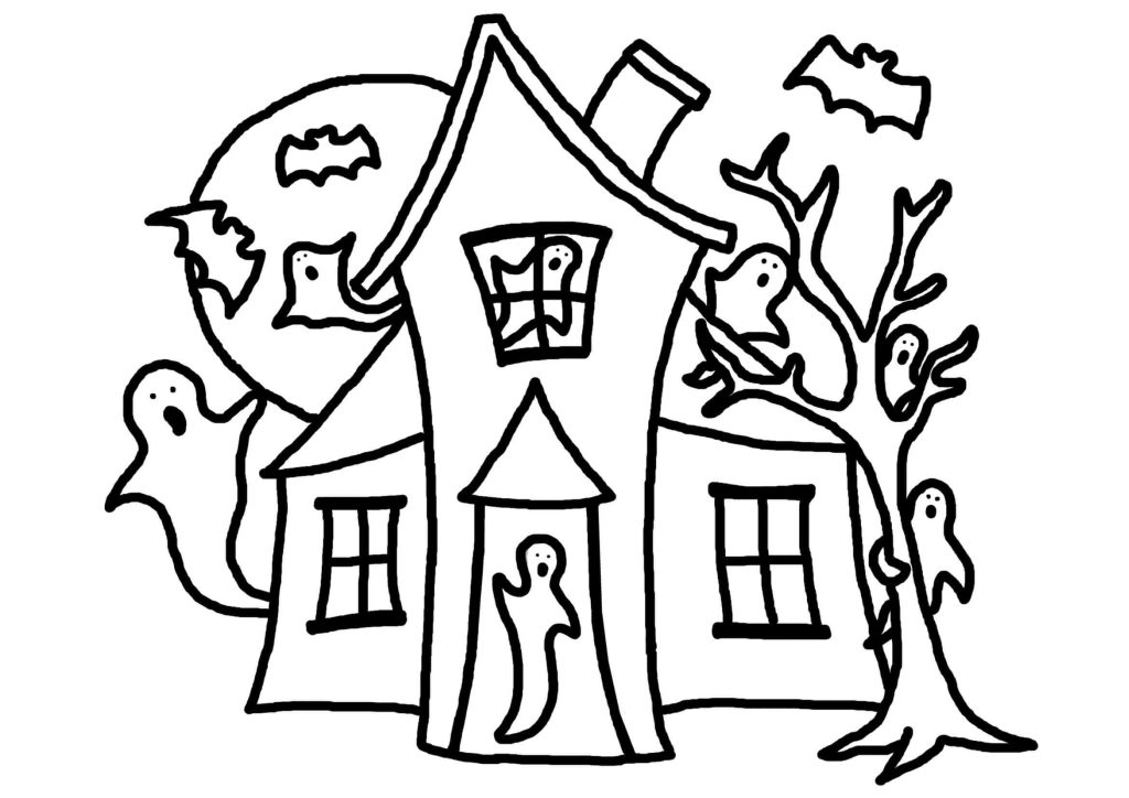 Dibujo de Pequeña Casa Encantada para Colorear y Imprimir