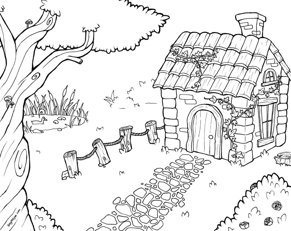 Dibujo de Casa Amorosa para Colorear y Imprimir