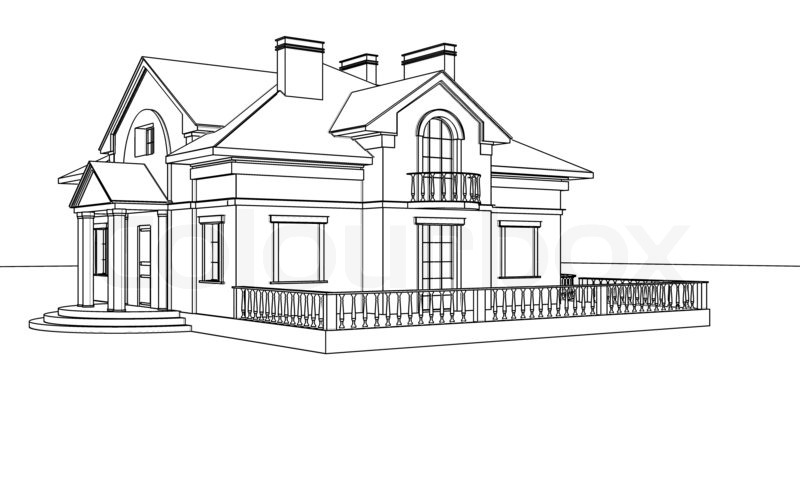 Dibujo de Casa Con Estilo Europeo para Colorear y Imprimir