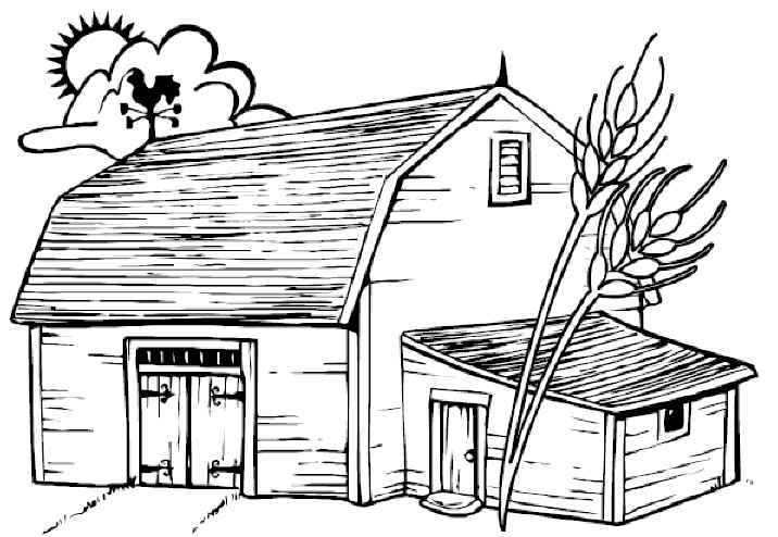 Dibujo de Casa de Campo de Madera para Colorear y Imprimir