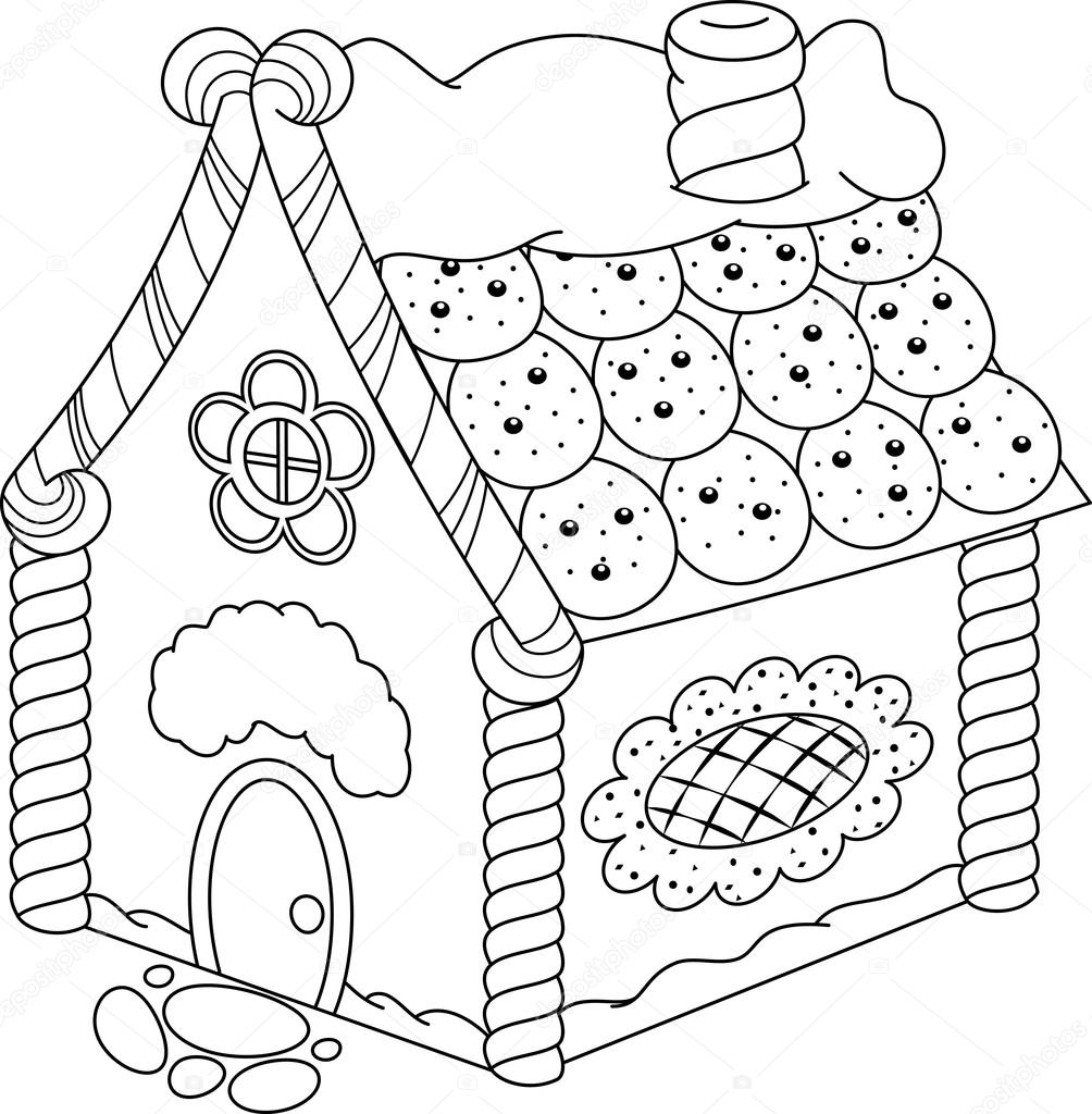 Dibujo de Casa de Dulces para Navidad para Colorear y Imprimir