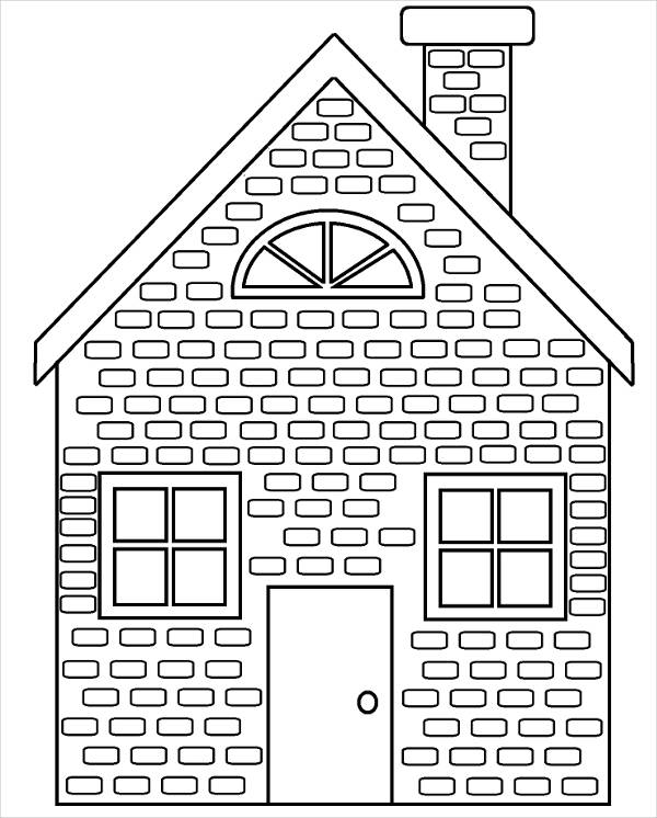 Dibujo de Casa de Ladrillo para Colorear y Imprimir