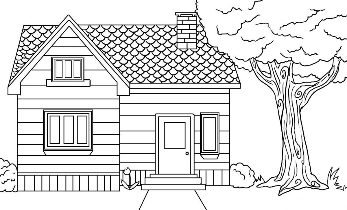 Dibujo de Casa de Madera para Colorear y Imprimir