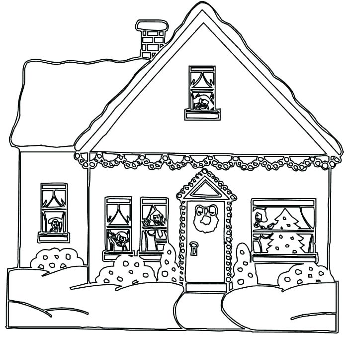 Dibujo de Casa de Navidad para Colorear y Imprimir