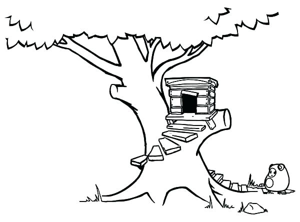 Dibujo de Casa Del Árbol Simple para Colorear y Imprimir