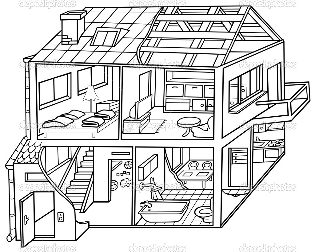 Dibujo de Estructura de La Casa para Colorear y Imprimir
