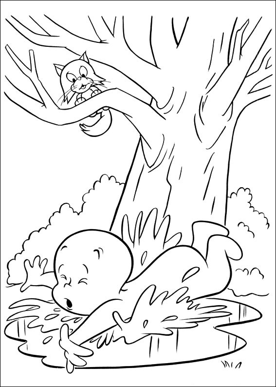 Dibujo de Casper Caido para Colorear y Imprimir