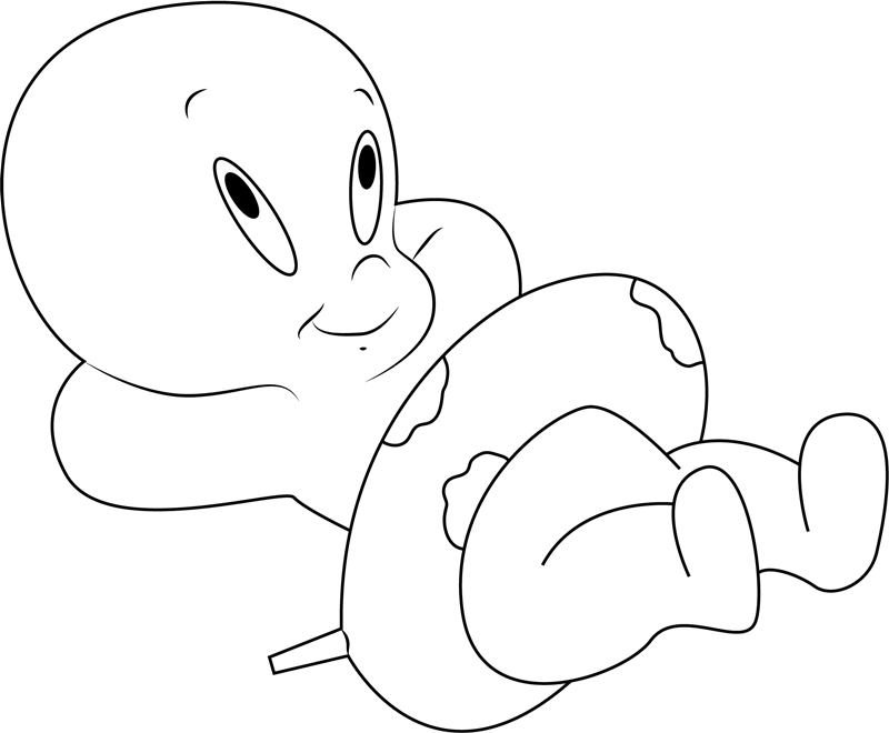 Dibujo de Casper En Tubo de Natación para Colorear y Imprimir