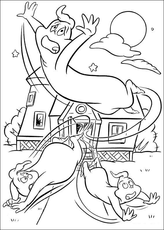 Dibujo de Trío Fantasmal En Pánico para Colorear y Imprimir
