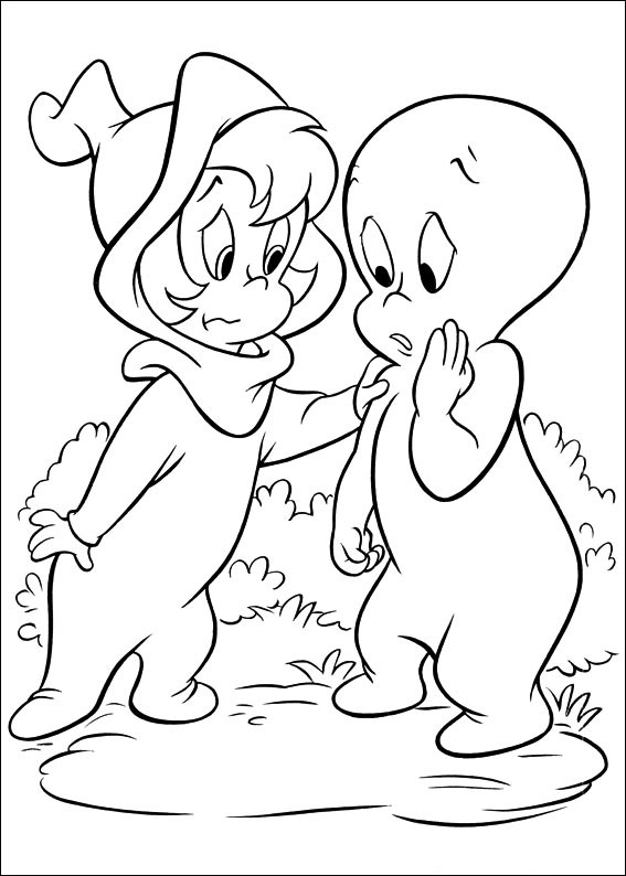 Dibujo de Wendy Triste y Casper para Colorear y Imprimir