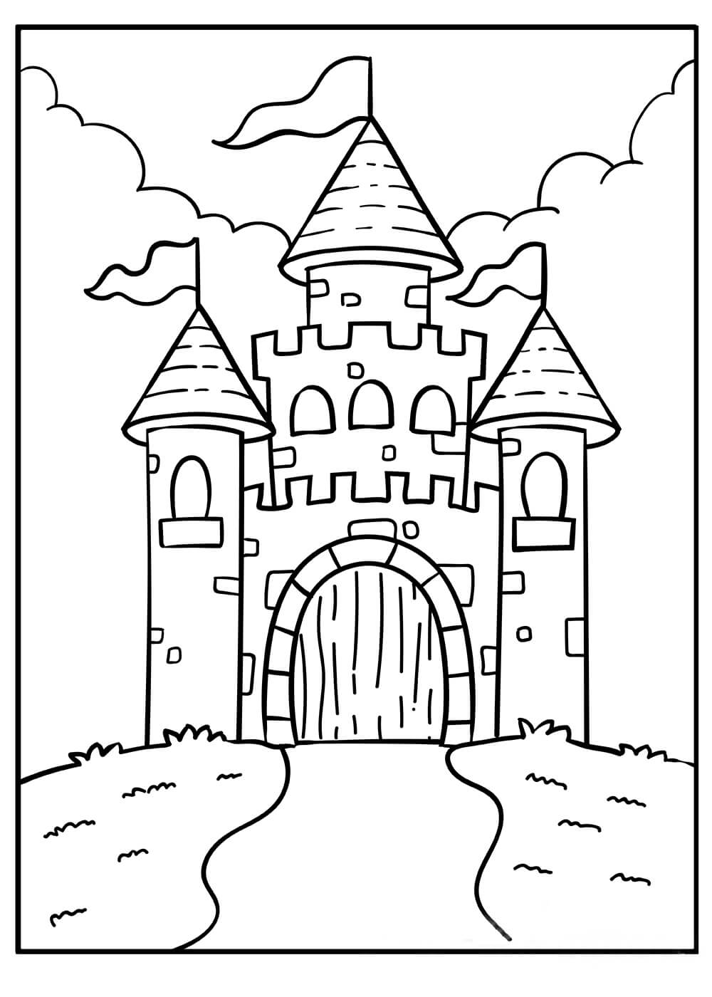 Dibujo de Castillo Basíco para Colorear y Imprimir