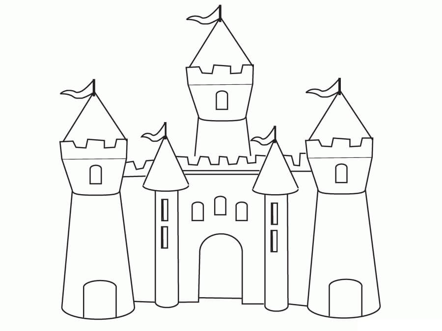 Dibujo de Castillo de Cuento de Hadas para Colorear y Imprimir