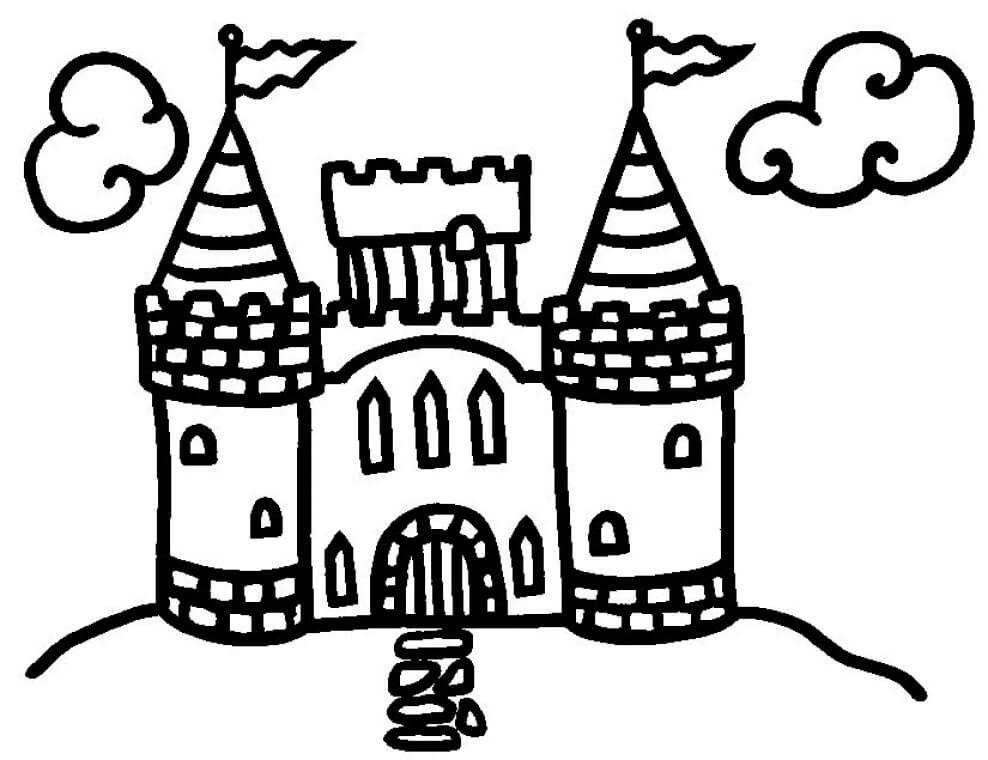 Dibujo de Castillo de Dibujo Normal para Colorear y Imprimir