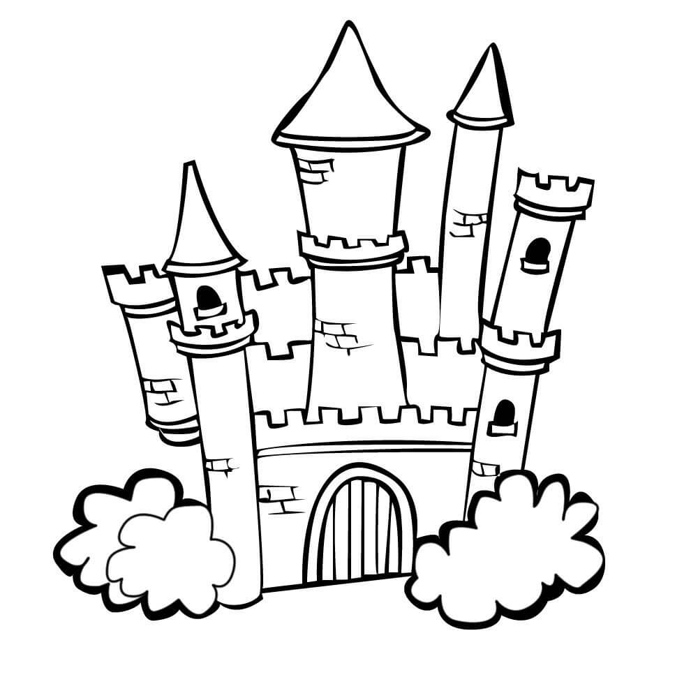 Dibujo de Castillo de Dibujo Simple para Colorear y Imprimir