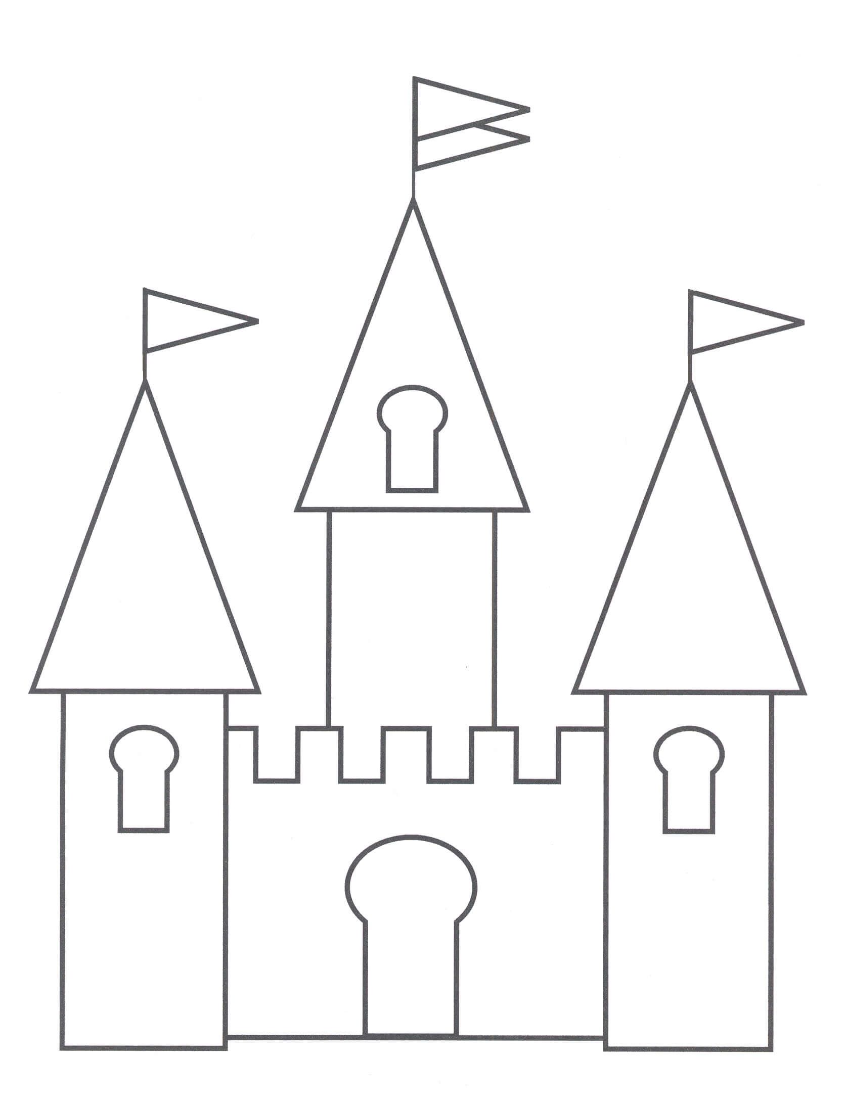 Dibujo de Castillo Fácil para Colorear y Imprimir