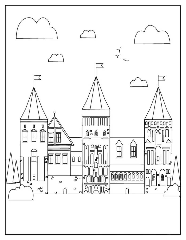 Dibujo de Castillo Imágenes Gratis para Colorear y Imprimir