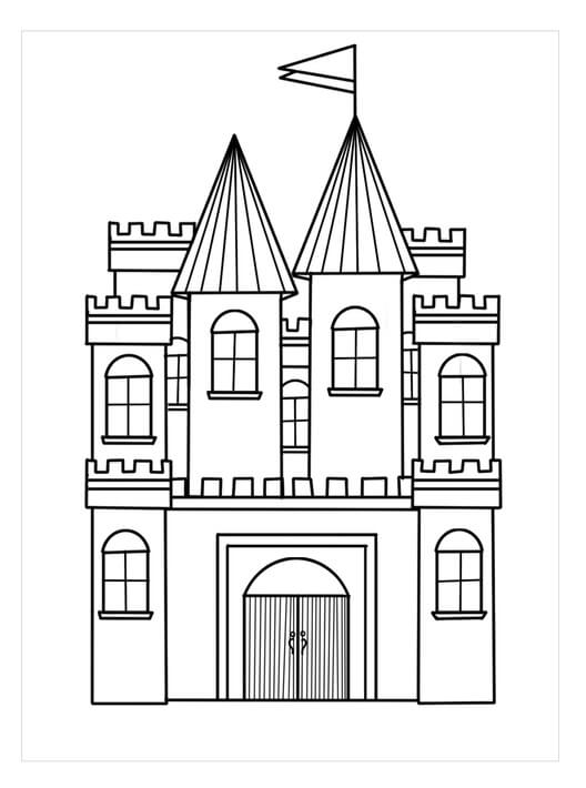 Dibujo de Castillo Imprimible para Colorear y Imprimir