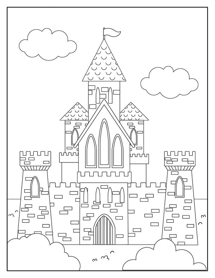 Dibujo de Castillo Mágico y Majestuoso para Colorear y Imprimir