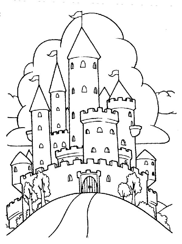 Dibujo de Castillo Normal para Colorear y Imprimir