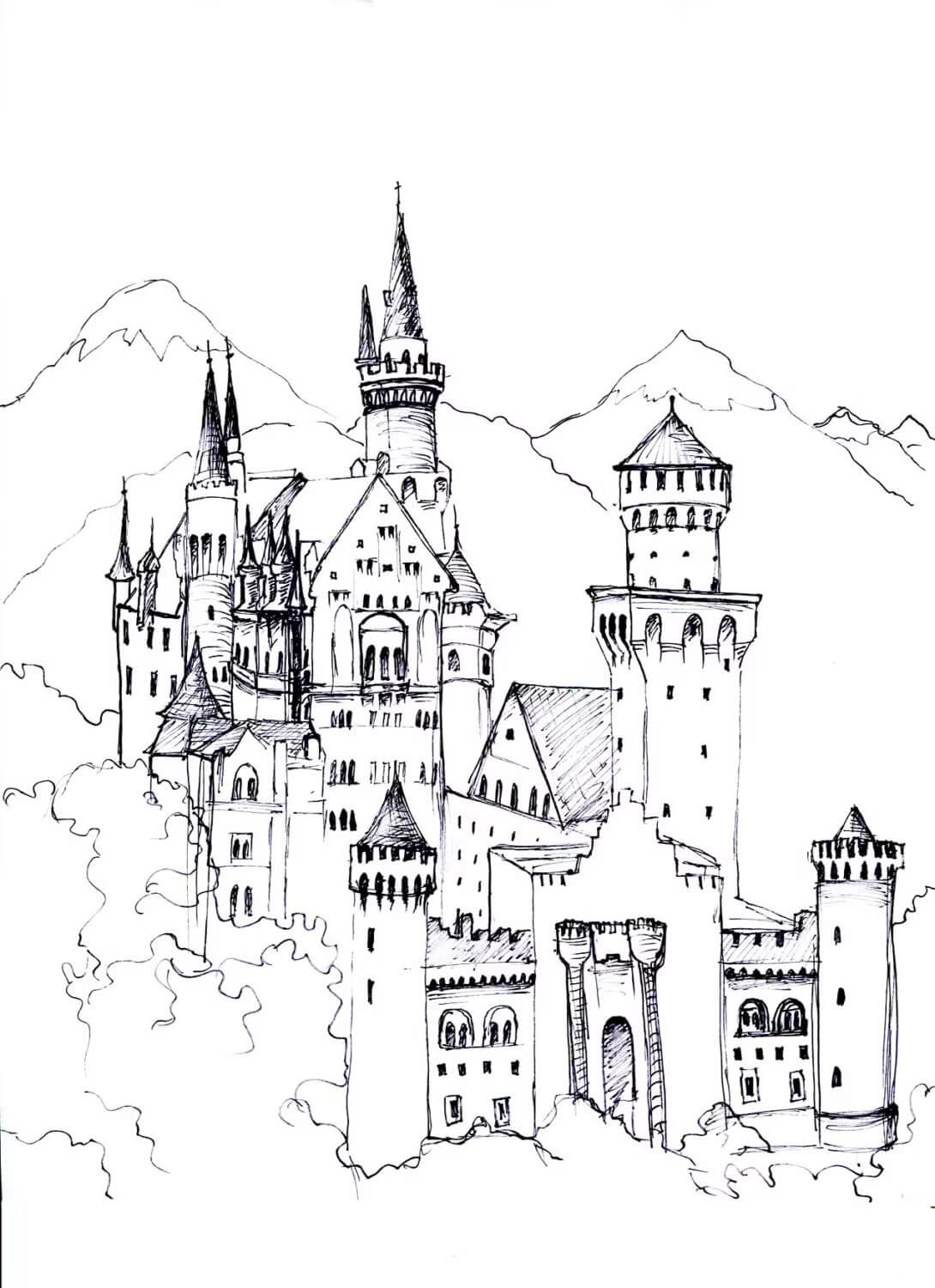 Dibujo de Dibujo Castillo para Colorear y Imprimir