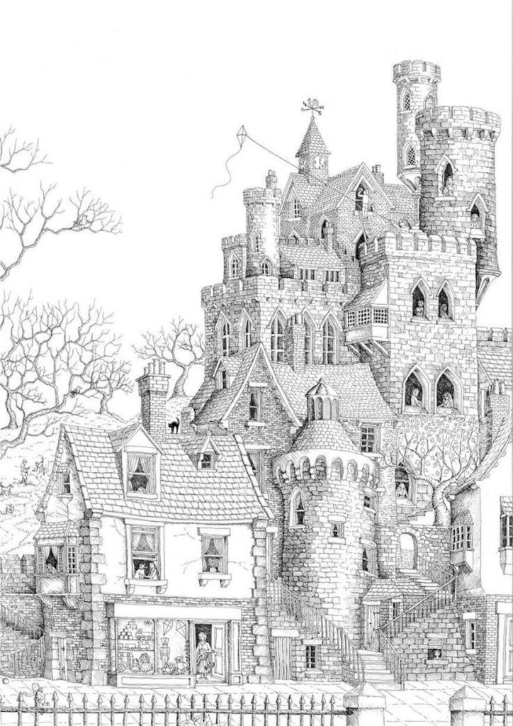 Dibujo de El Castillo Es para Adultos para Colorear y Imprimir