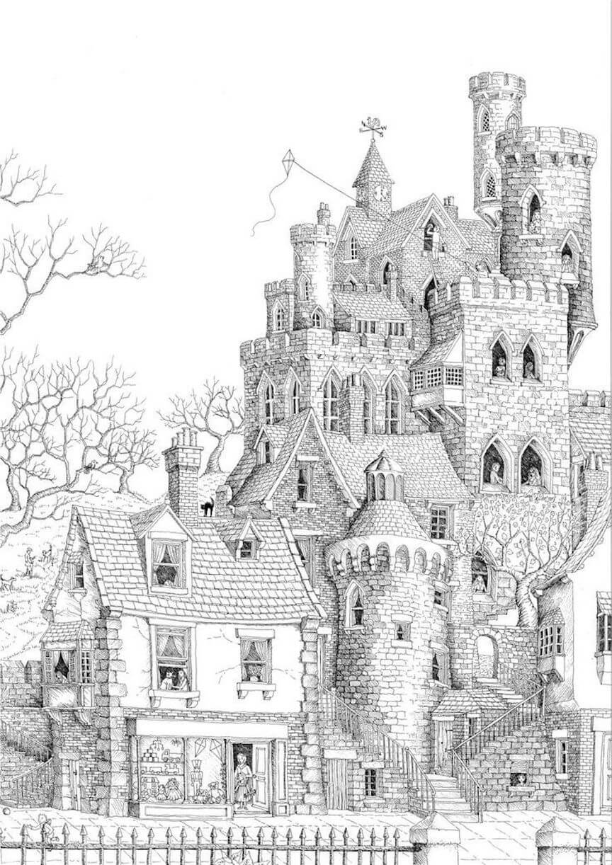 Dibujo de El Castillo Es para Adultos para Colorear y Imprimir