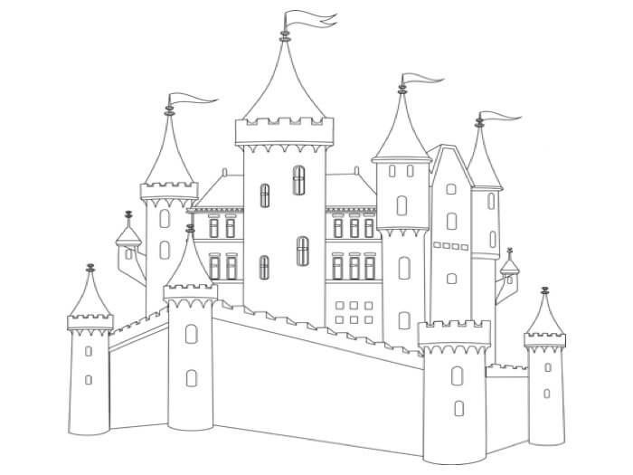 Dibujo de Impresionante Castillo para Colorear y Imprimir