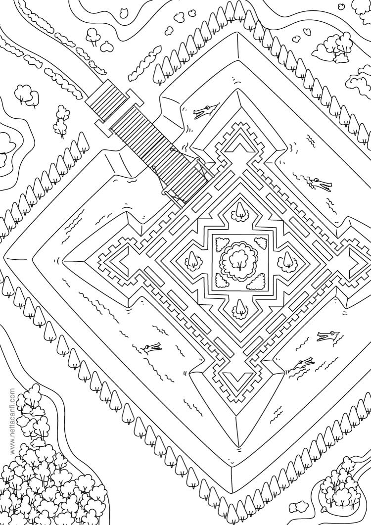Dibujo de Ver El Castillo desde Arriba para Colorear y Imprimir