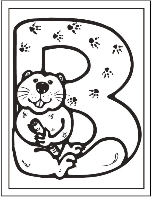 dibujo castor con oso para imprimir y colorear