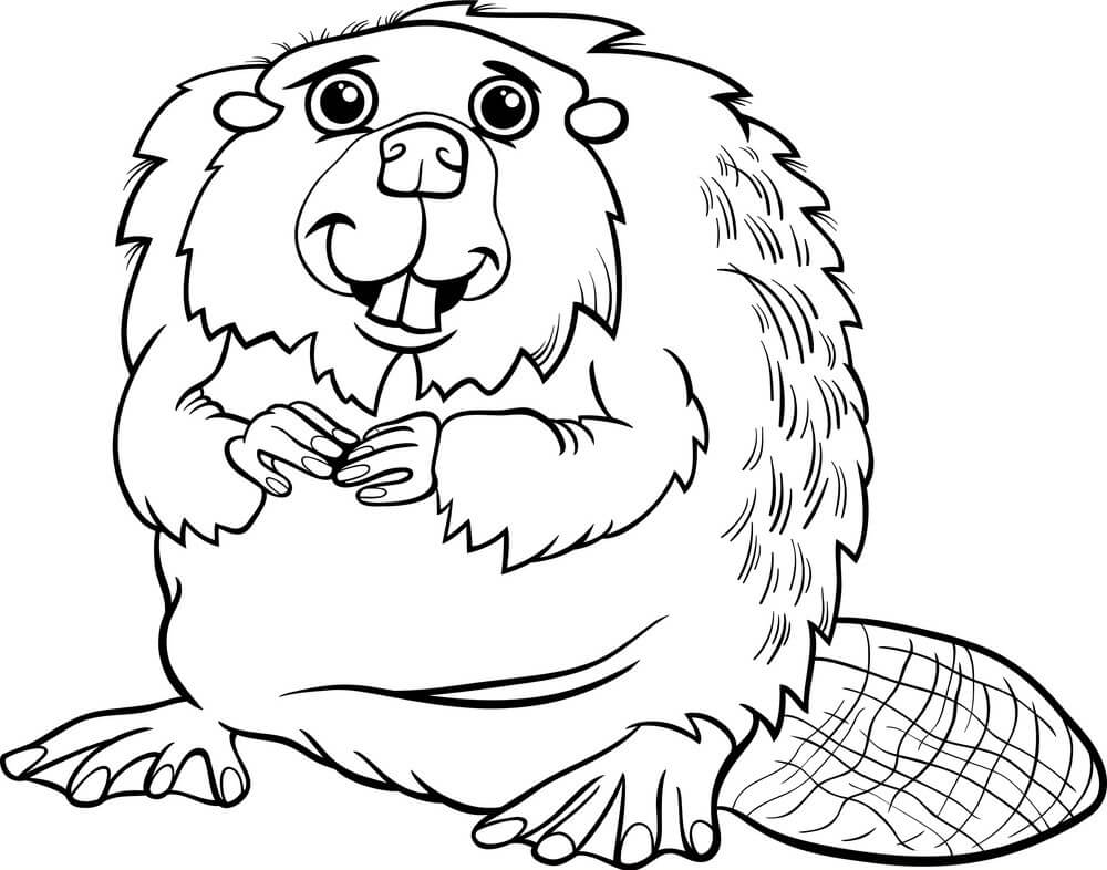 dibujo castor divertido para imprimir y colorear