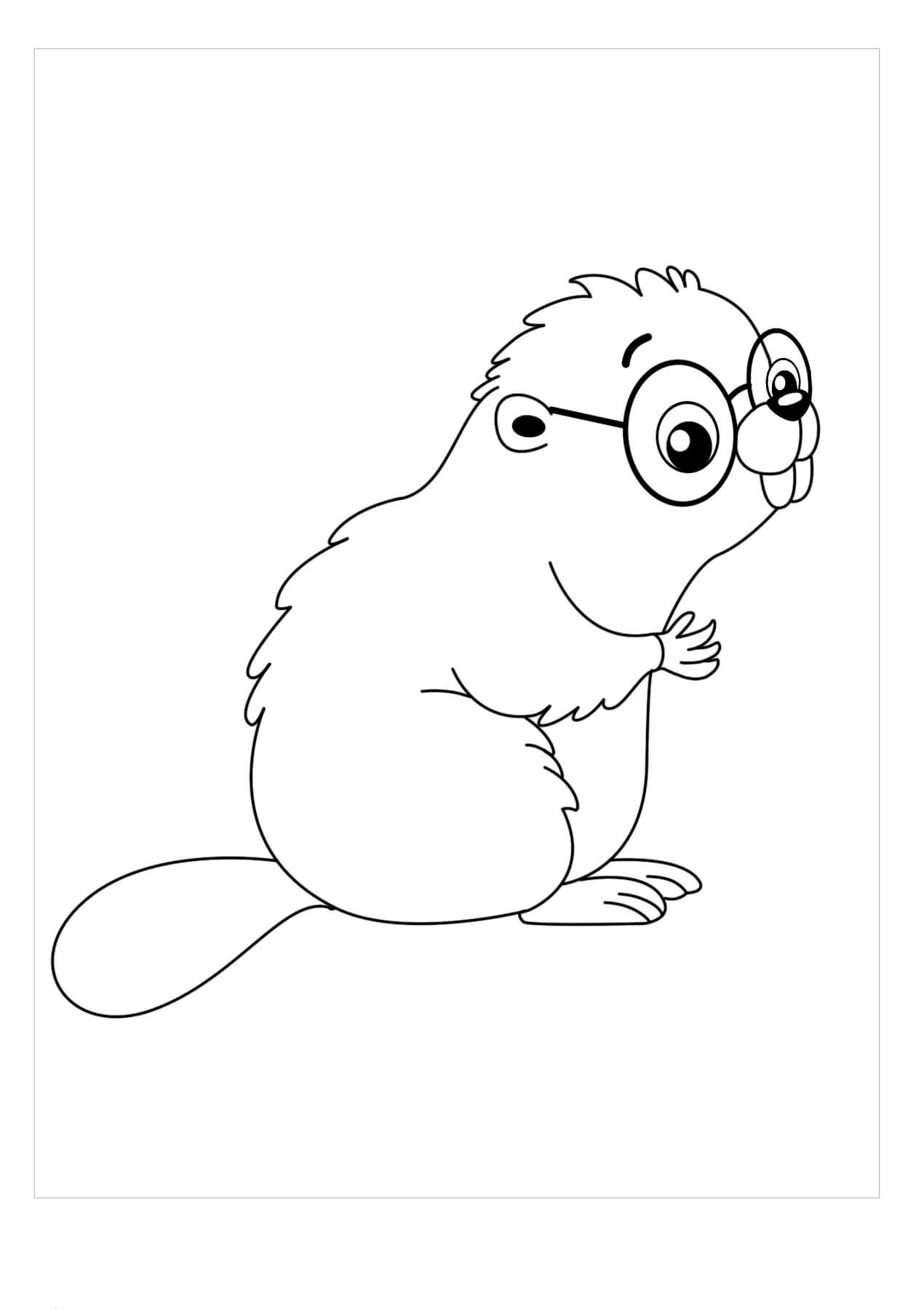 dibujo castor kawaii para imprimir y colorear