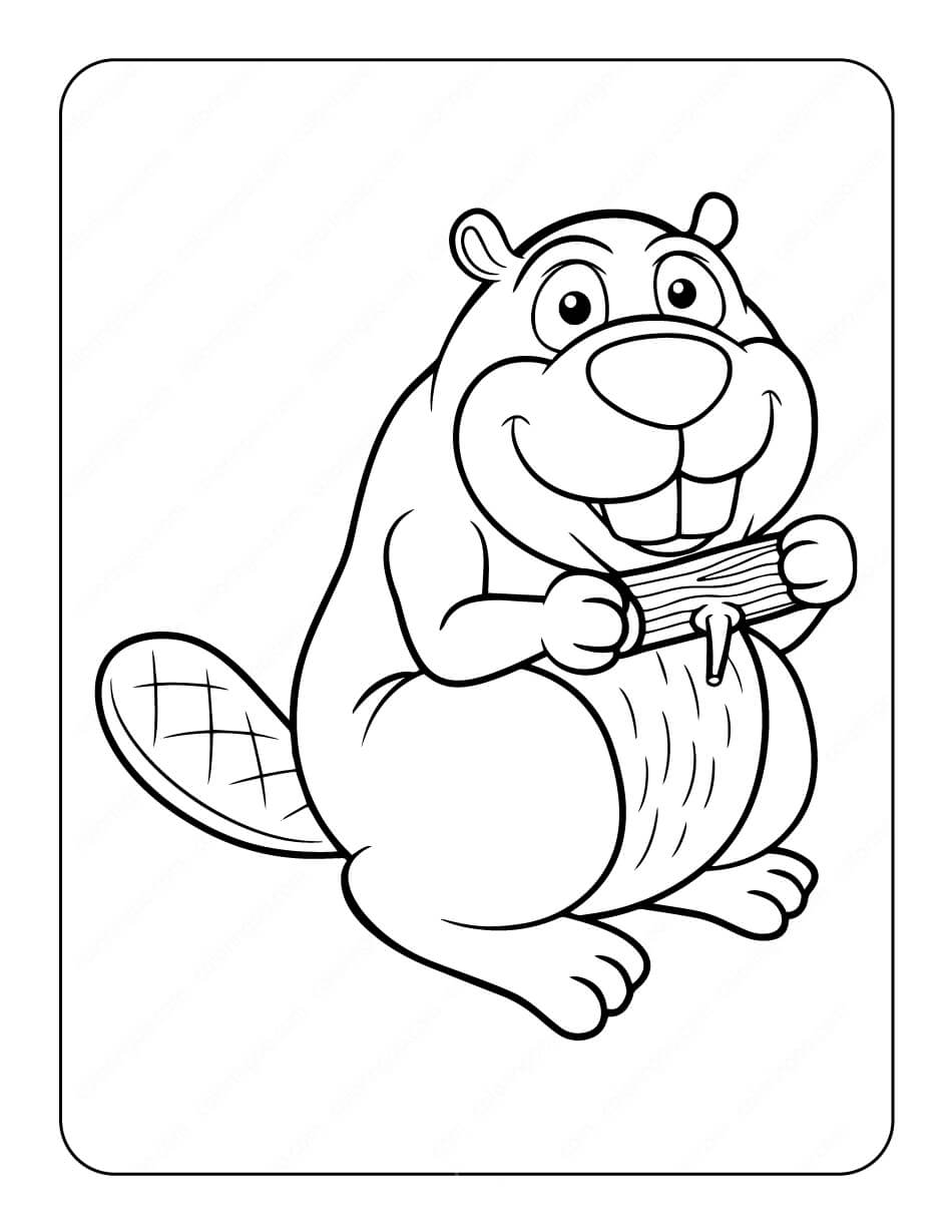 dibujo castor lindo para imprimir y colorear