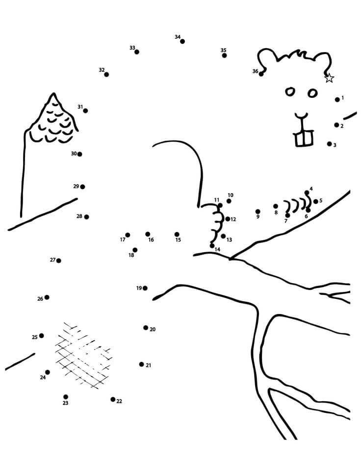 Dibujo de Castor Punto a Punto para Colorear y Imprimir