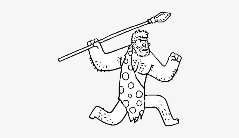 Dibujo de Ataque de Hombre de Las Cavernas para Colorear y Imprimir