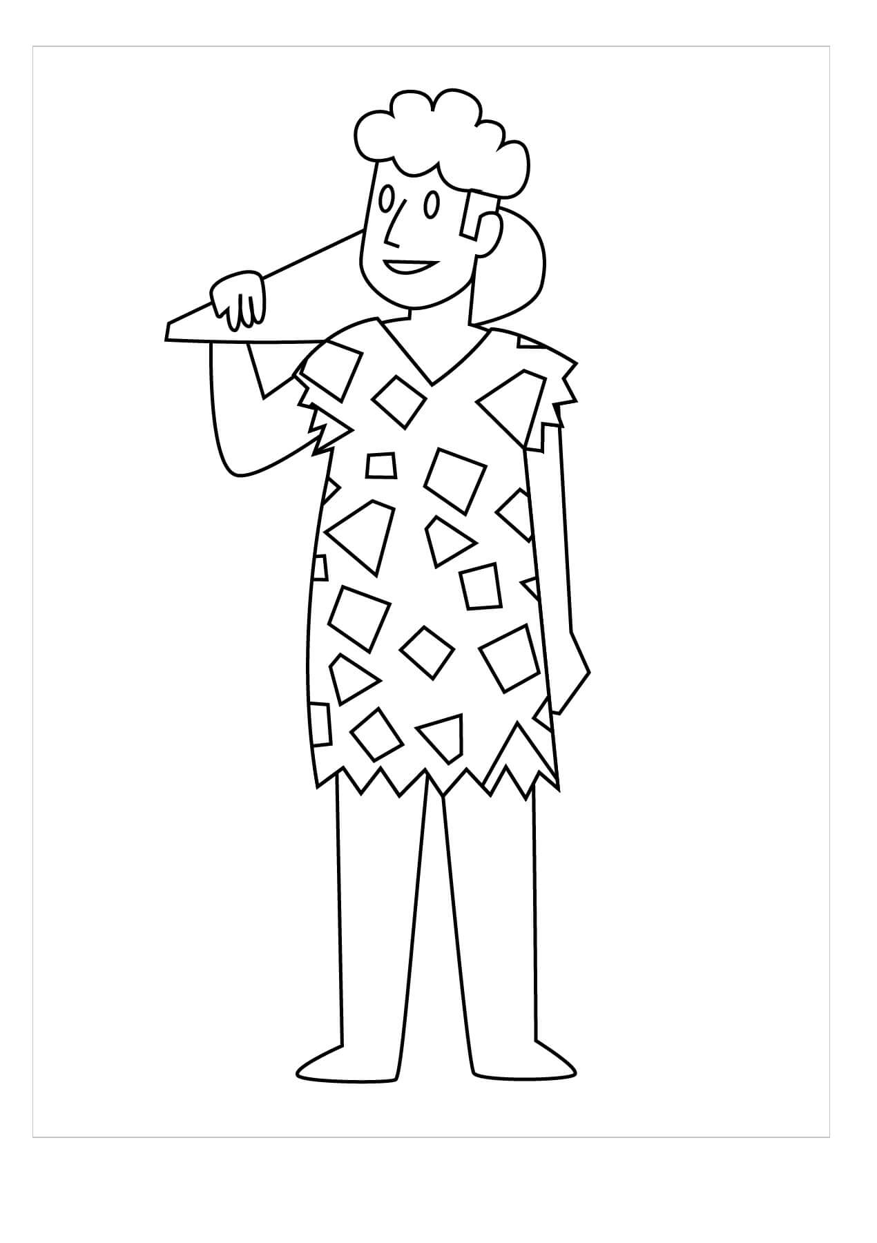 Dibujo de Capitán Basíco Hombre de Las Cavernas para Colorear y Imprimir