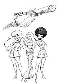 Dibujo de Capitán Cavernícola y Tres Ángeles Adolescentes para Colorear y Imprimir