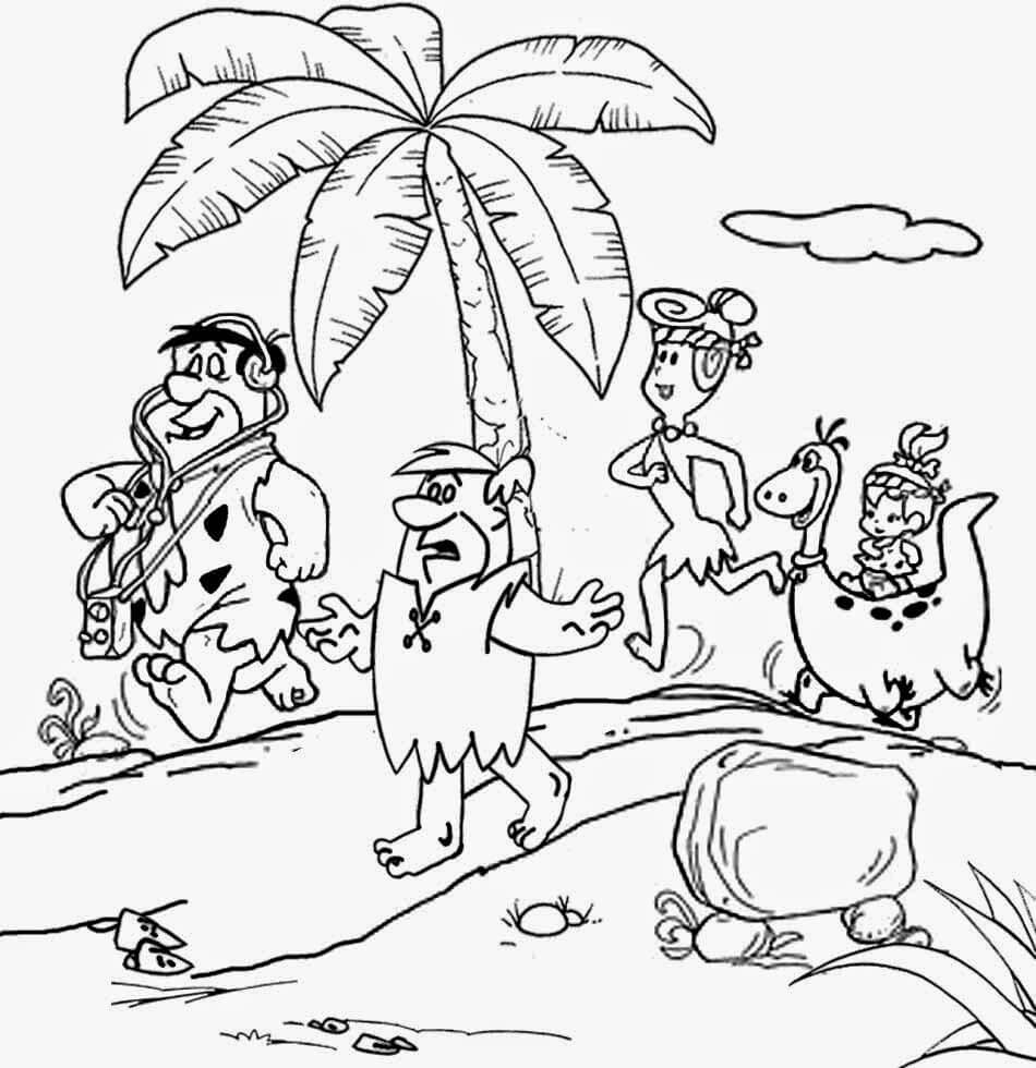 Dibujo de Cavemans En La Playa para Colorear y Imprimir